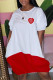 White Fashion Casual Print Patchwork O Neck Short Sleeve Dress