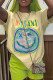 Khaki Fashion Casual Print Basic O Neck T-Shirts