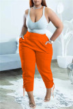 Grey Fashion Casual Solid Basic Regular High Waist Trousers
