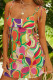 Colour Fashion Sexy Print Bandage Backless Spaghetti Strap Sleeveless Dress