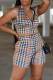 Khaki Casual Print Patchwork Zipper Collar Sleeveless Two Pieces