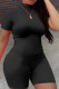 Black Fashion Casual Solid Patchwork Basic Turtleneck Skinny Romper