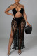 Black Sexy Solid Hollowed Out Patchwork Swimwears Cover Up