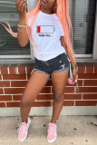 Yellow Fashion Casual Print Basic O Neck T-Shirts