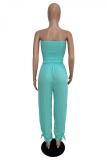Light Blue Sexy Solid Sleeveless Wrapped Jumpsuits