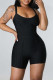 Black Fashion Casual Solid Backless Spaghetti Strap Skinny Romper