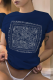 Navy Blue Fashion Street Print Patchwork Letter O Neck T-Shirts