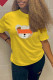 Yellow Fashion Casual Print Basic O Neck T-Shirts