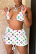 White Fashion Sexy Print Bandage Swimwears
