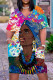 Colour Fashion Casual Print Basic V Neck Short Sleeve Dress