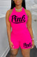 Rose Red Fashion Casual Letter Print Basic O Neck Sleeveless Two Pieces