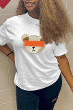 Yellow Fashion Casual Print Basic O Neck T-Shirts