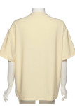 Khaki Fashion Casual Print Basic O Neck T-Shirts