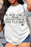 White Fashion Casual Letter Print Basic O Neck T-Shirts