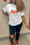 Yellow Fashion Casual Print Basic O Neck T-Shirts