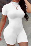 Yellow Fashion Casual Solid Patchwork Basic Turtleneck Skinny Romper