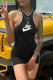 Black Fashion Casual Print Letter V Neck Rompers