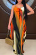 Tangerine Sexy Print Patchwork Spaghetti Strap Sling Dress Dresses