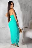 Light Blue Sexy Solid Sleeveless Wrapped Jumpsuits