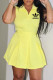 Yellow Fashion Casual Print Letter Turndown Collar Sleeveless Two Pieces