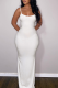 Cream White Sexy Solid Patchwork Spaghetti Strap Pencil Skirt Dresses