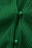Green Casual Solid Patchwork Buckle Turndown Collar Sleeveless Two Pieces