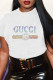 White Fashion Casual Print Letter Hot Drill O Neck T-Shirts