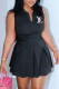 Black Fashion Casual Print Letter Turndown Collar Sleeveless Two Pieces