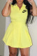 Yellow Fashion Casual Print Letter Turndown Collar Sleeveless Two Pieces