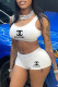 White Fashion Sexy Print Letter U Neck Sleeveless Two Pieces