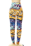Multicolor Sexy Print Patchwork Skinny High Waist Pencil Full Print Bottoms