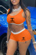 Orange Fashion Sexy Print Letter U Neck Sleeveless Two Pieces