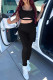 Black Casual Sportswear Solid Hollowed Out Patchwork U Neck Sleeveless Two Pieces