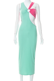 Yellow Fashion Solid Hollowed Out Spaghetti Strap Pencil Skirt Dresses