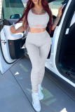 Pink Casual Sportswear Solid Hollowed Out Patchwork U Neck Sleeveless Two Pieces