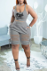Grey Fashion Print Hollowed Out U Neck Sleeveless Two Pieces