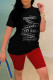 Red Fashion Sportswear Print Letter O Neck Short Sleeve Two Pieces