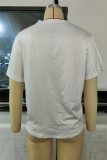 White Fashion Casual Print Cardigan T-Shirts