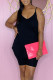 Black Casual Solid Patchwork Spaghetti Strap Sleeveless Two Pieces