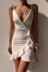 White Fashion Solid Flounce Spaghetti Strap Pencil Skirt Dresses