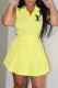 Yellow Fashion Casual Print Letter Turndown Collar Sleeveless Two Pieces