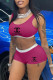 Rose Red Fashion Sexy Print Letter U Neck Sleeveless Two Pieces