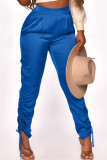 Blue Street Solid Pants Straight Bottoms