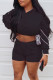 Black Casual Solid Patchwork Hooded Collar Long Sleeve Two Pieces