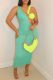 Yellow Fashion Solid Hollowed Out Spaghetti Strap Pencil Skirt Dresses