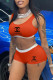 Tangerine Red Fashion Sexy Print Letter U Neck Sleeveless Two Pieces