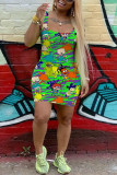 Multicolor Sexy Casual Printed Vest Slim Dress
