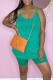 Light Green Casual Solid Patchwork Spaghetti Strap Sleeveless Two Pieces