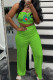 Green Sexy Casual Print Backless Strapless Sleeveless Two Pieces