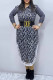 Black Fashion Casual Print Letter Turndown Collar One Step Skirt Dresses